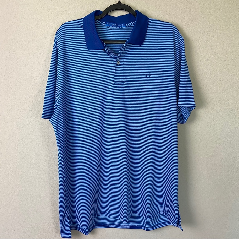 SOUTHERN TIDE To Trail Blue Striped Polo XL